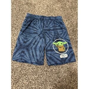 Star Wars Grogu Lounge Shorts‎ Men's Blue Tie Dye Pajama Sleep Shorts Size Large